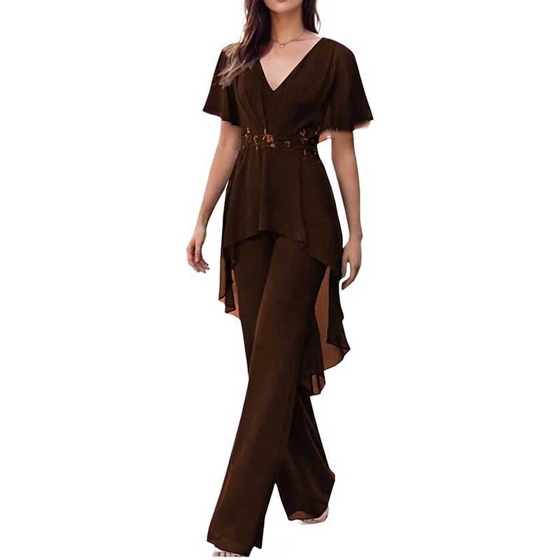 2 Pcs Mother of The Bride Suits Wedding Formal Outfits with Sleeves