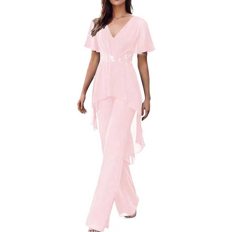 2 Pcs Mother of The Bride Suits Wedding Formal Outfits with Sleeves