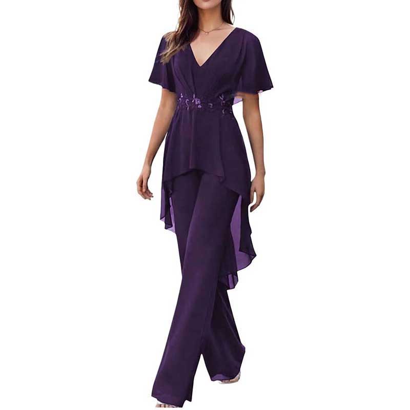 2 Pcs Mother of The Bride Suits Wedding Formal Outfits with Sleeves