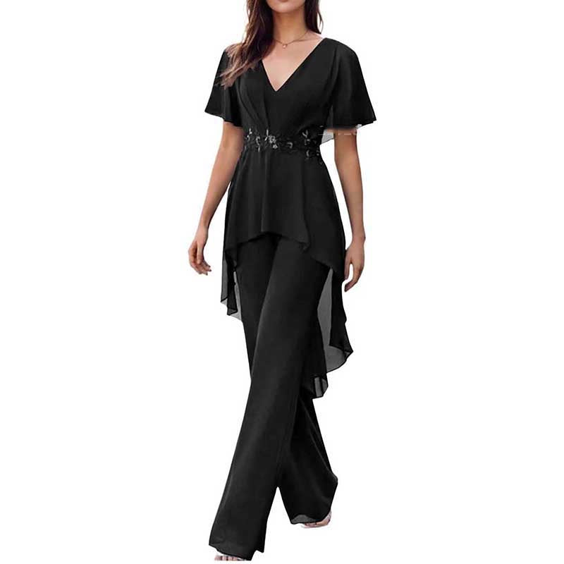 2 Pcs Mother of The Bride Suits Wedding Formal Outfits with Sleeves