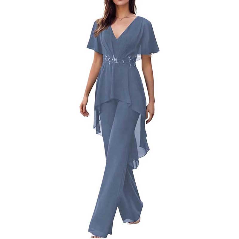 2 Pcs Mother of The Bride Suits Wedding Formal Outfits with Sleeves