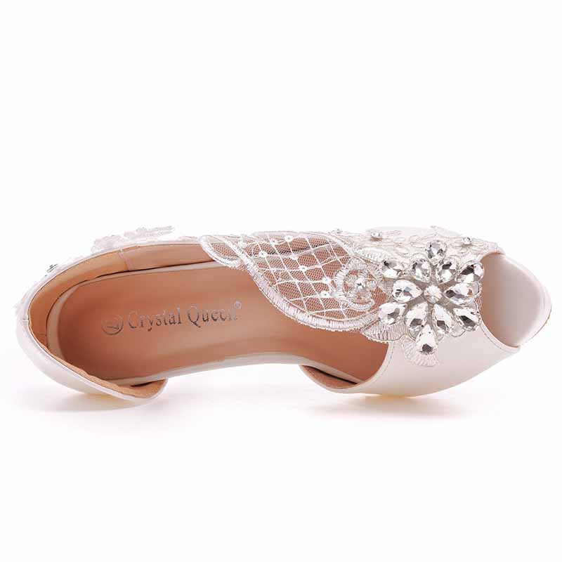 Open Toe Lace Wedding Shoes Bridal Platform Sandals