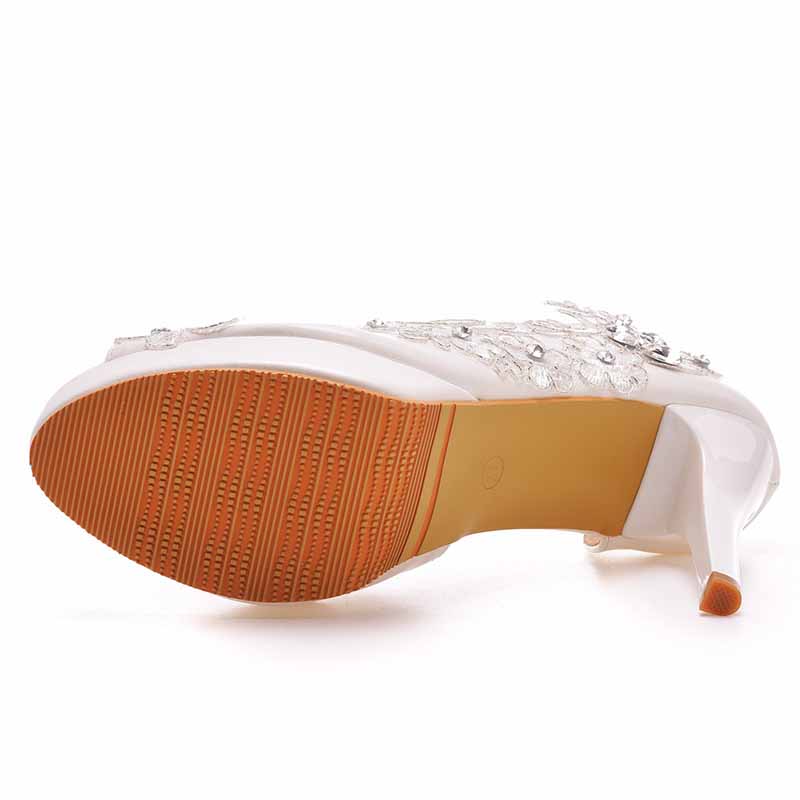 Open Toe Lace Wedding Shoes Bridal Platform Sandals