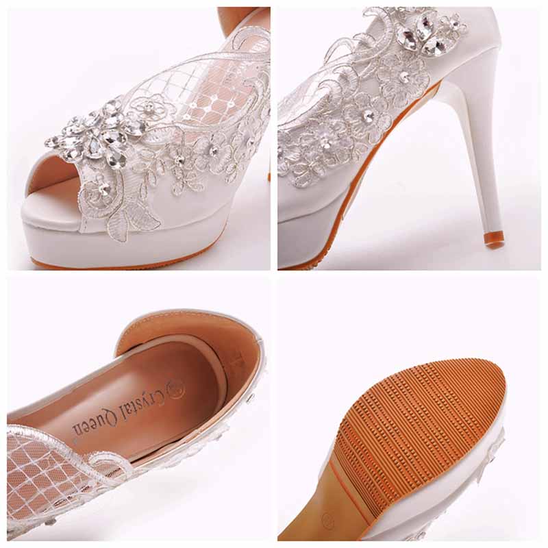 Open Toe Lace Wedding Shoes Bridal Platform Sandals