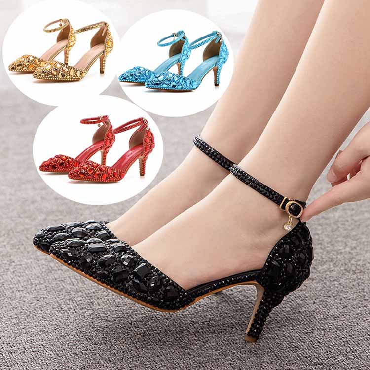 Stiletto High Heel Crystal Pumps Bridal Wedding Evening Party Heels