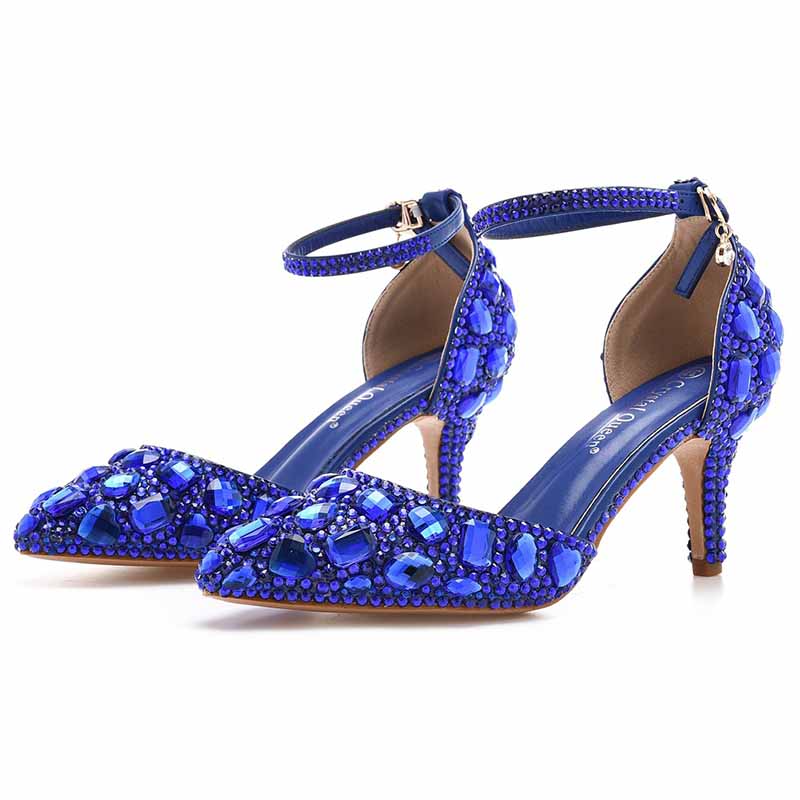 Stiletto High Heel Crystal Pumps Bridal Wedding Evening Party Heels