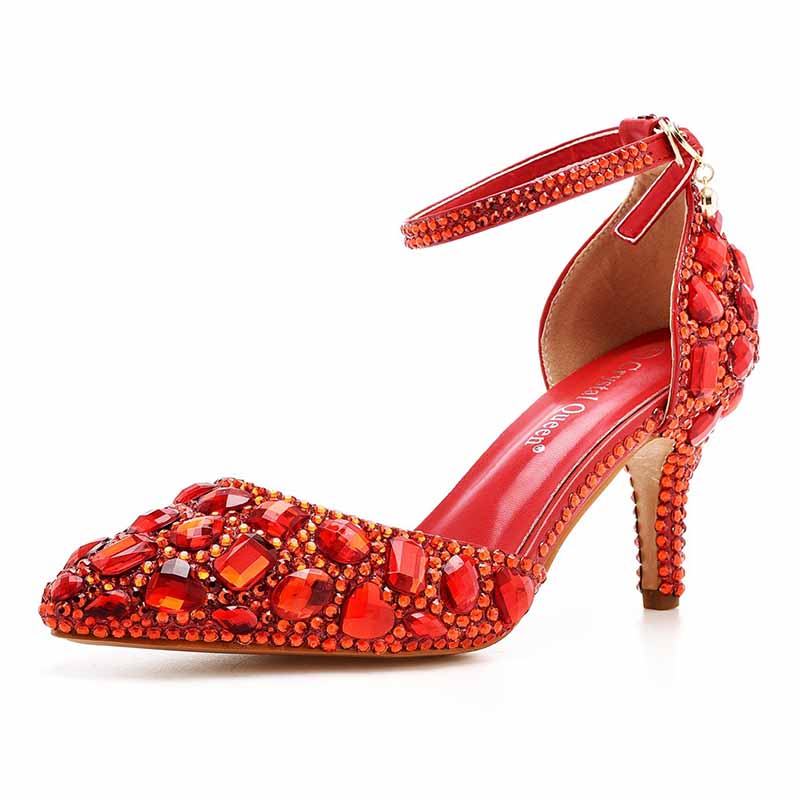 Stiletto High Heel Crystal Pumps Bridal Wedding Evening Party Heels