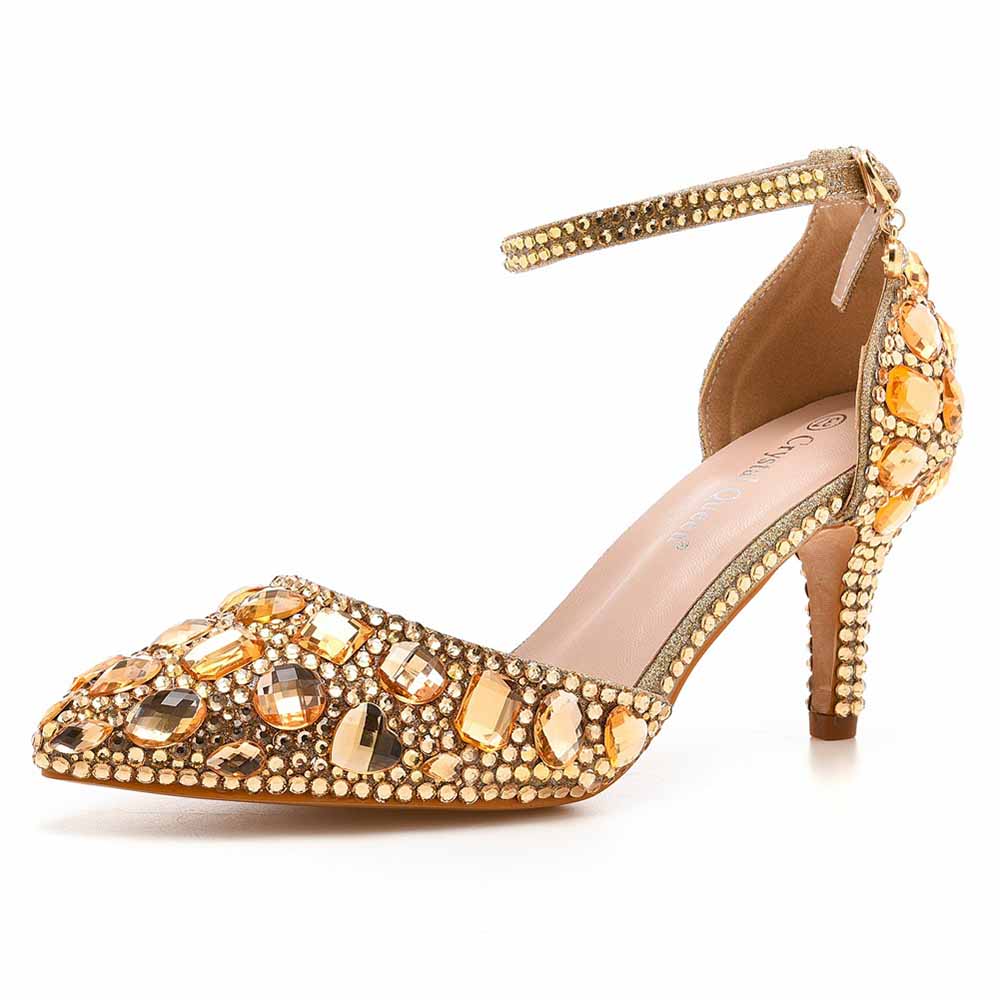 Stiletto High Heel Crystal Pumps Bridal Wedding Evening Party Heels
