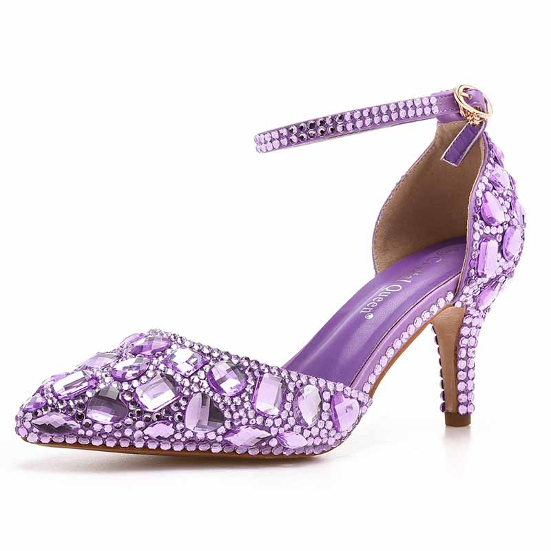 Stiletto High Heel Crystal Pumps Bridal Wedding Evening Party Heels
