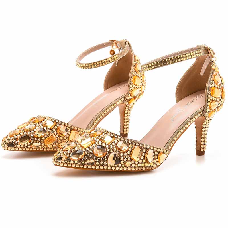 Stiletto High Heel Crystal Pumps Bridal Wedding Evening Party Heels
