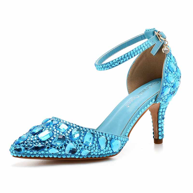 Stiletto High Heel Crystal Pumps Bridal Wedding Evening Party Heels