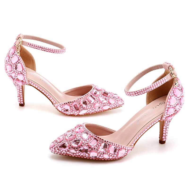 Stiletto High Heel Crystal Pumps Bridal Wedding Evening Party Heels