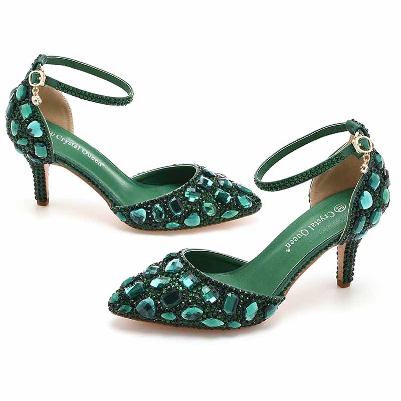 Stiletto High Heel Crystal Pumps Bridal Wedding Evening Party Heels