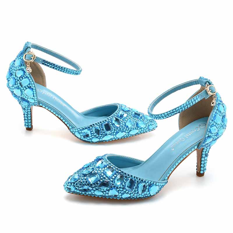 Stiletto High Heel Crystal Pumps Bridal Wedding Evening Party Heels