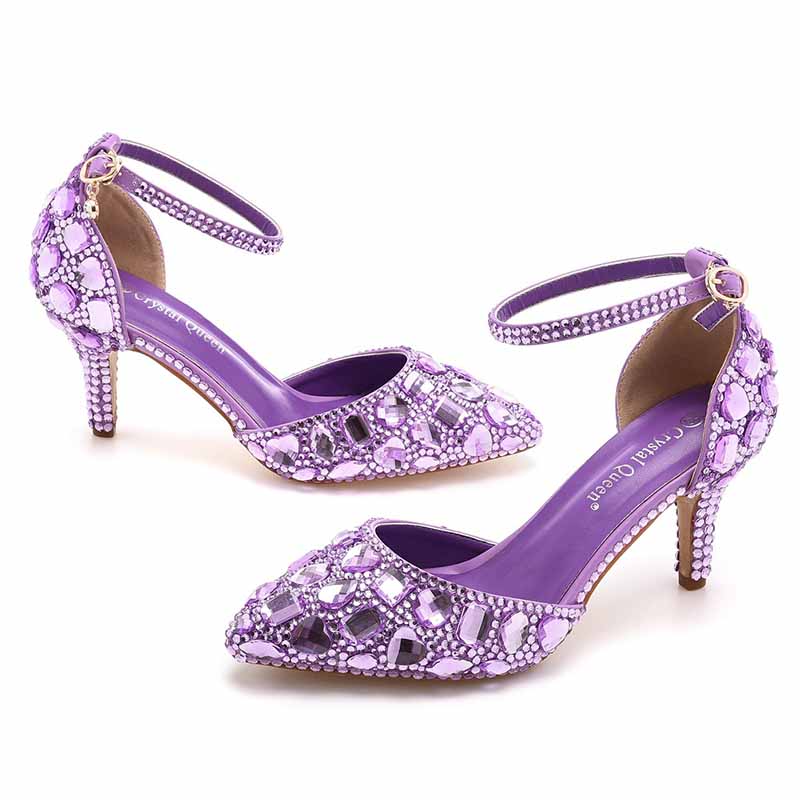 Stiletto High Heel Crystal Pumps Bridal Wedding Evening Party Heels