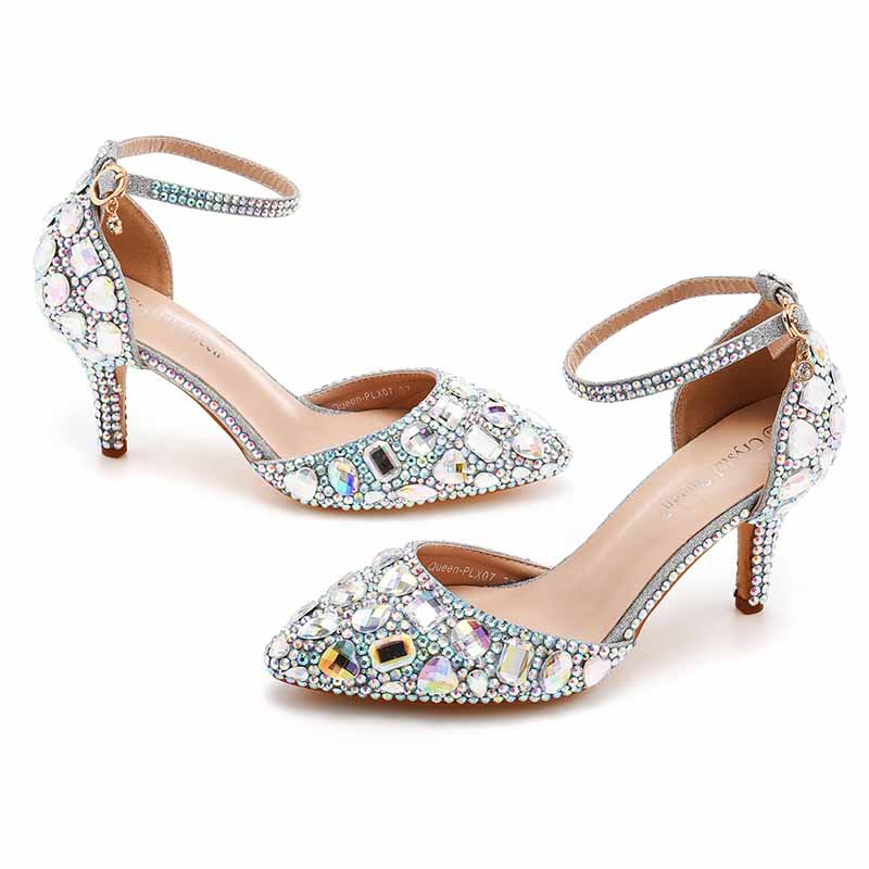 Stiletto High Heel Crystal Pumps Bridal Wedding Evening Party Heels