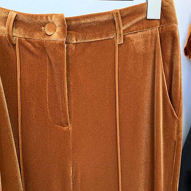 Women’s Velvet Pantsuit in Brown | Flare Leg & Mid-High Waist Style