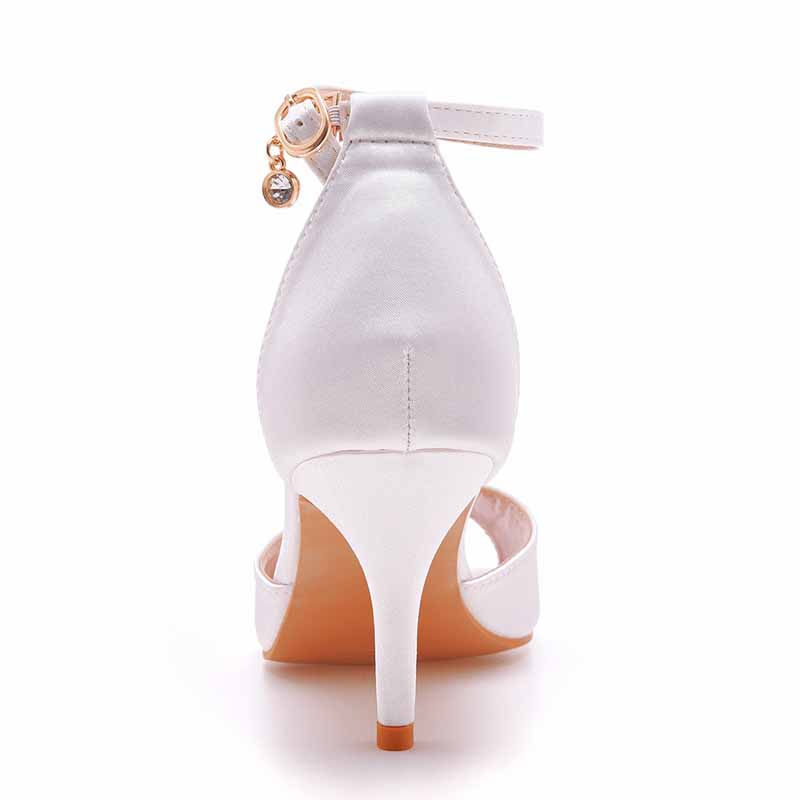 Heel Sandals White Open Toe Party Dress Heels With Strap