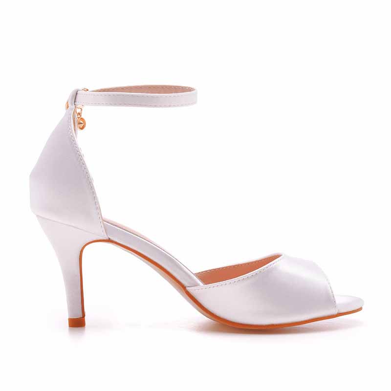 Heel Sandals White Open Toe Party Dress Heels With Strap