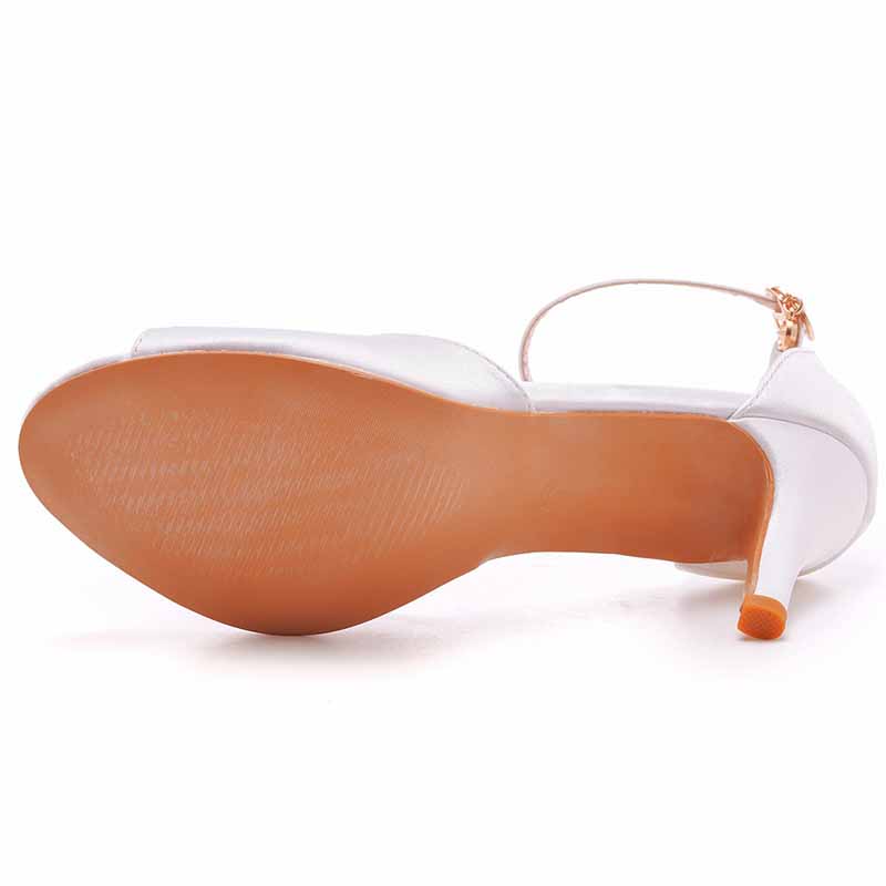 Heel Sandals White Open Toe Party Dress Heels With Strap