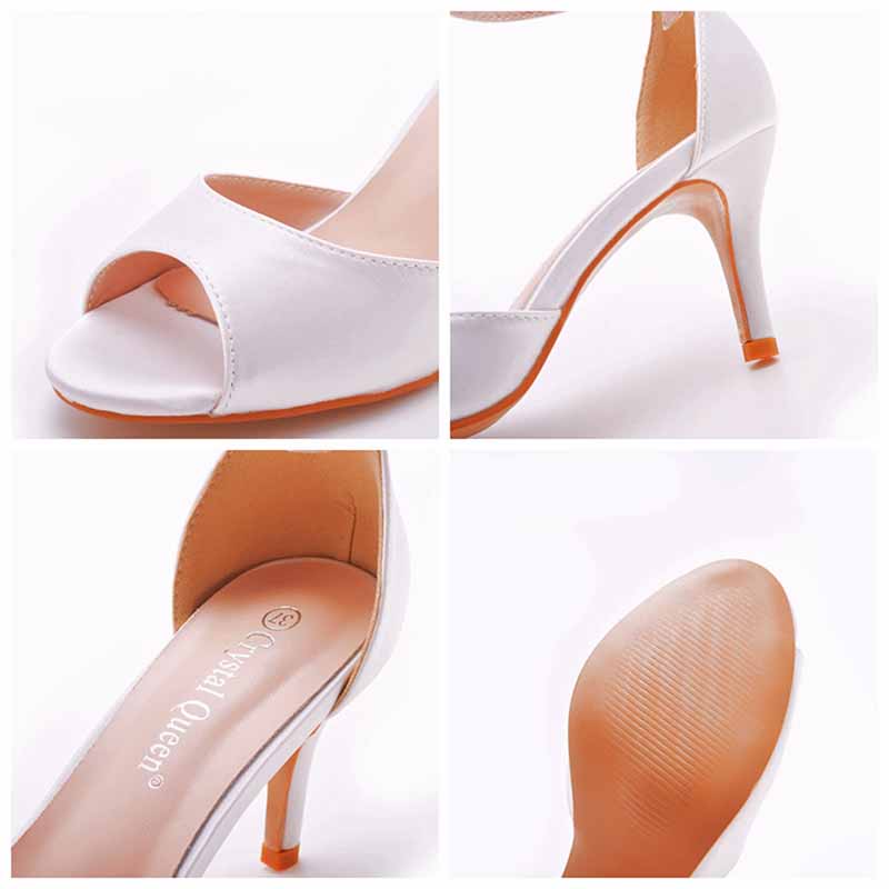 Heel Sandals White Open Toe Party Dress Heels With Strap