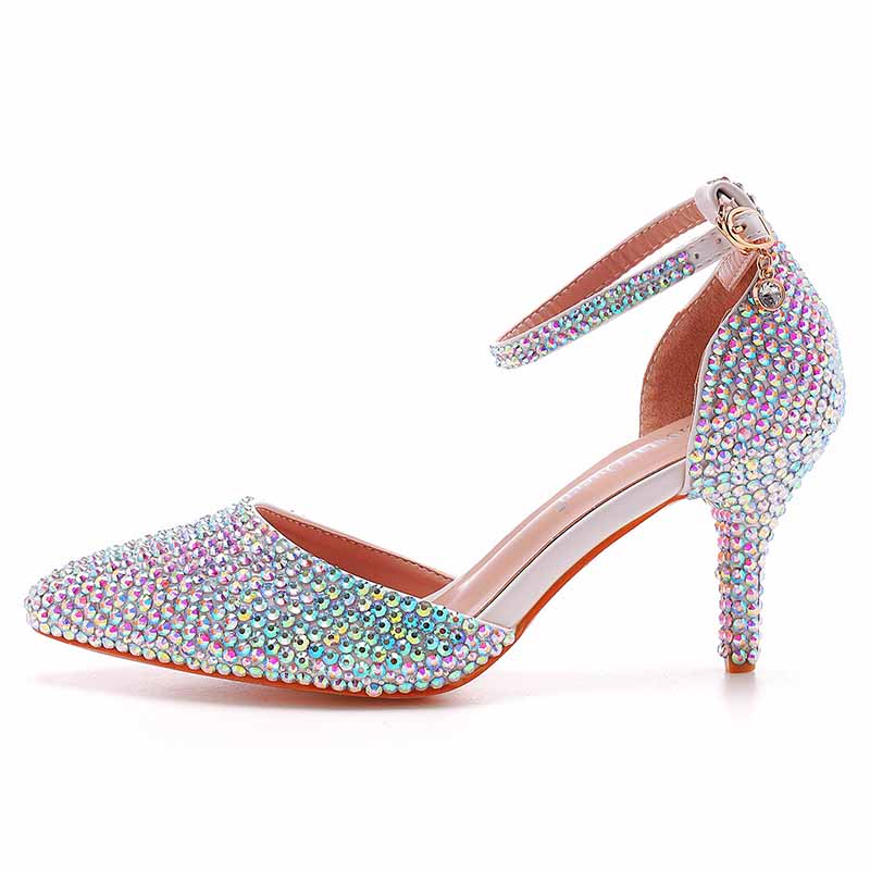 High Heels Dress Rhinestones Closed Toe Pumps Shoes