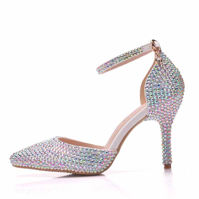 High Heels Dress Rhinestones Closed Toe Pumps Shoes