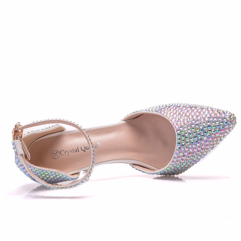 High Heels Dress Rhinestones Closed Toe Pumps Shoes