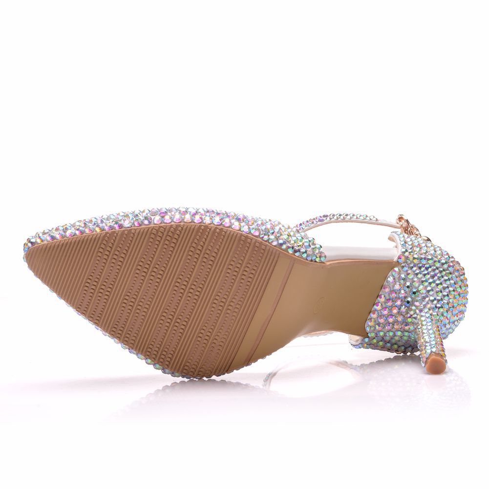 High Heels Dress Rhinestones Closed Toe Pumps Shoes