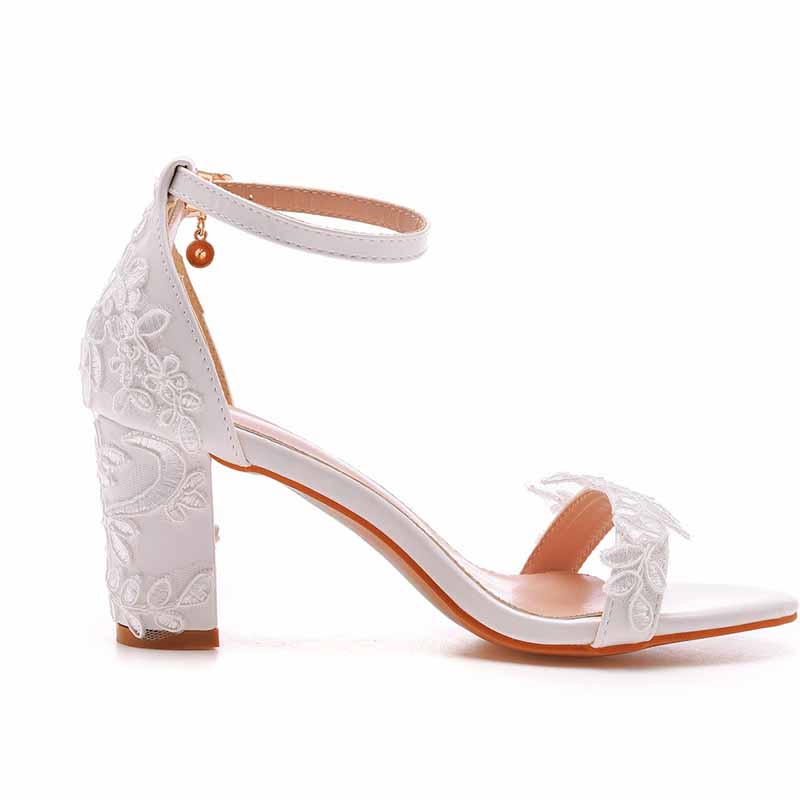 Wedding Chunky Shoes Low Heel Comfortable Block Heel Sandals