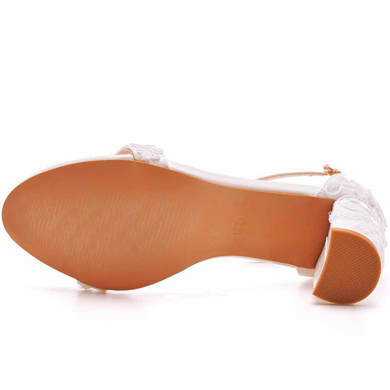 Wedding Chunky Shoes Low Heel Comfortable Block Heel Sandals