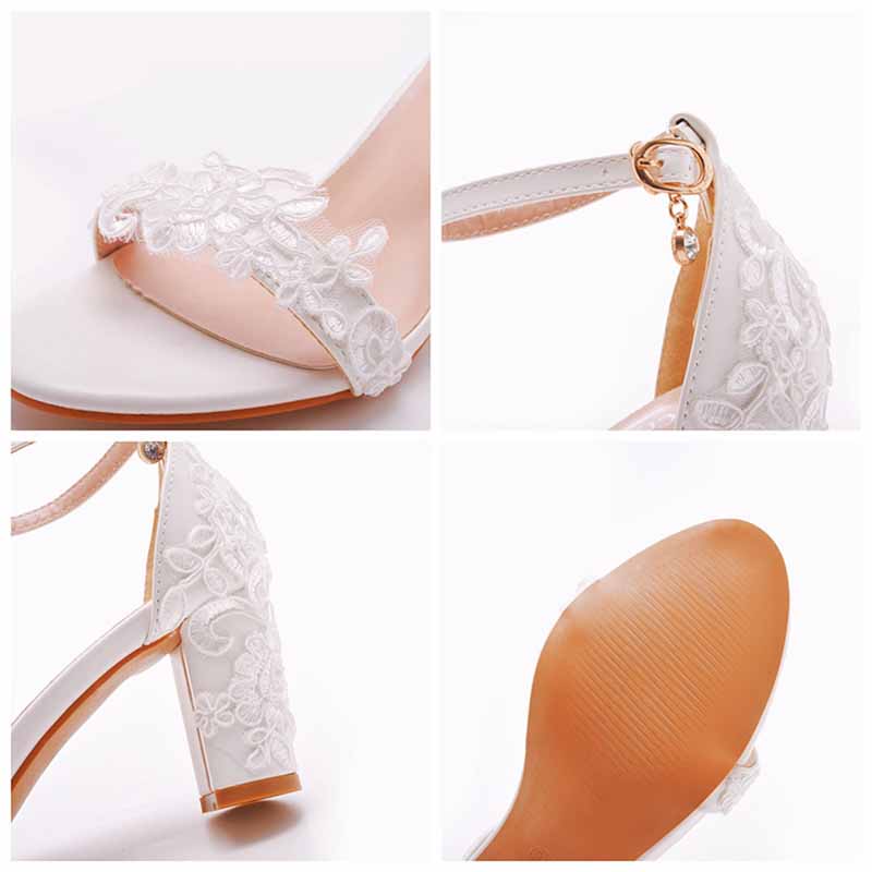 Wedding Chunky Shoes Low Heel Comfortable Block Heel Sandals