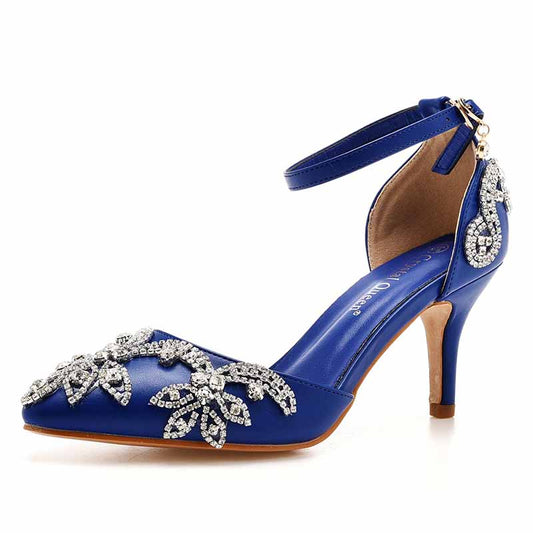 Pointed Toe Crystal Heeled Rhinestone Prom Shoes