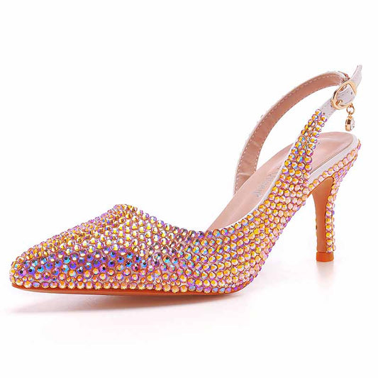 Rhinestone Pumps Pointed Toe High Heel Party Stiletto Heels