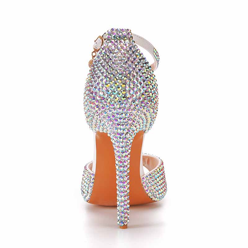 High Heels Dress Rhinestones Open Toe Pumps Shoes 4.33"