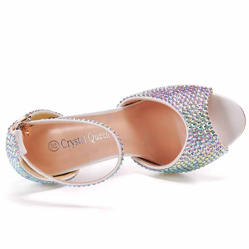 High Heels Dress Rhinestones Open Toe Pumps Shoes 4.33"