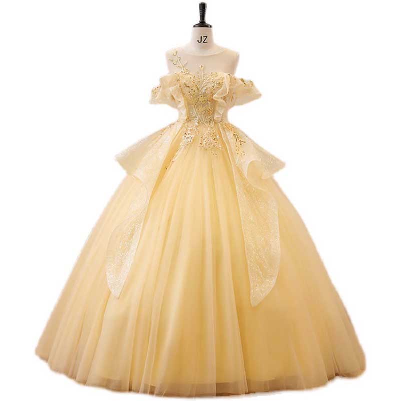 Off-shoulder Wedding Ball Gown Dress Luxurious Quinceanera Dress