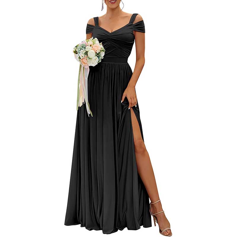 Off The Shoulder Chiffon Bridesmaid Dresses Long Wedding Guest Dresses