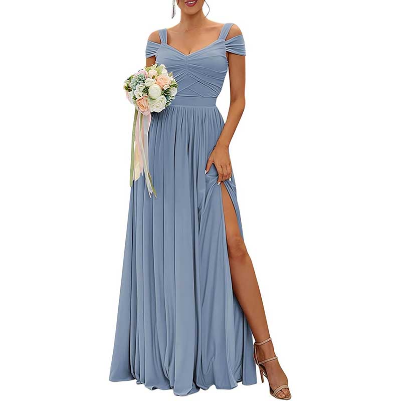 Off The Shoulder Chiffon Bridesmaid Dresses Long Wedding Guest Dresses
