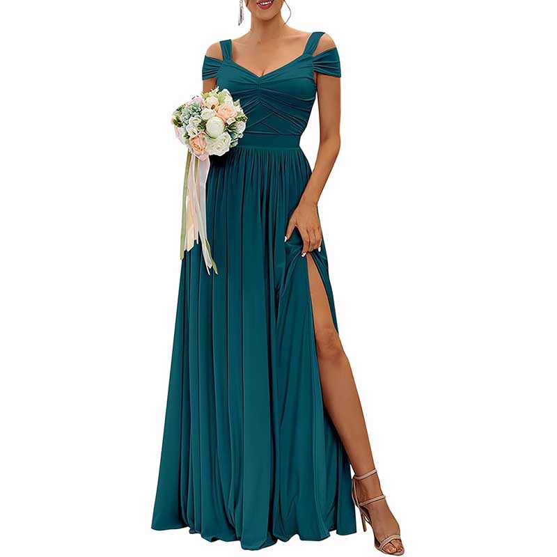 Off The Shoulder Chiffon Bridesmaid Dresses Long Wedding Guest Dresses