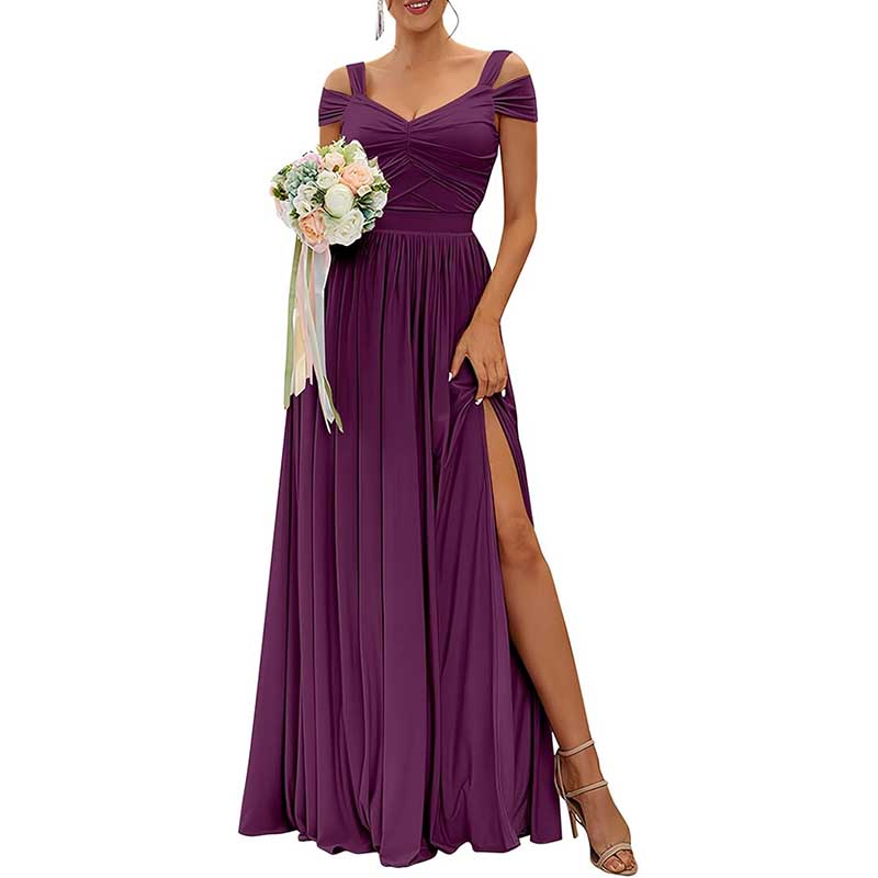 Off The Shoulder Chiffon Bridesmaid Dresses Long Wedding Guest Dresses