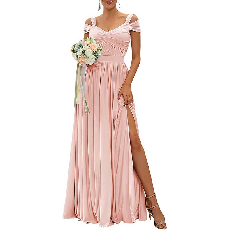 Off The Shoulder Chiffon Bridesmaid Dresses Long Wedding Guest Dresses