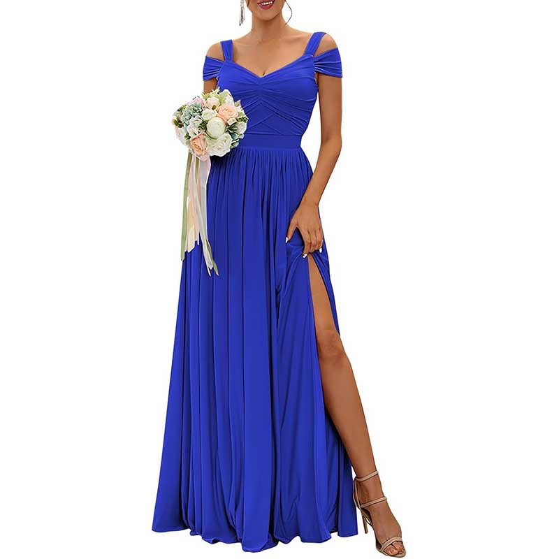 Off The Shoulder Chiffon Bridesmaid Dresses Long Wedding Guest Dresses