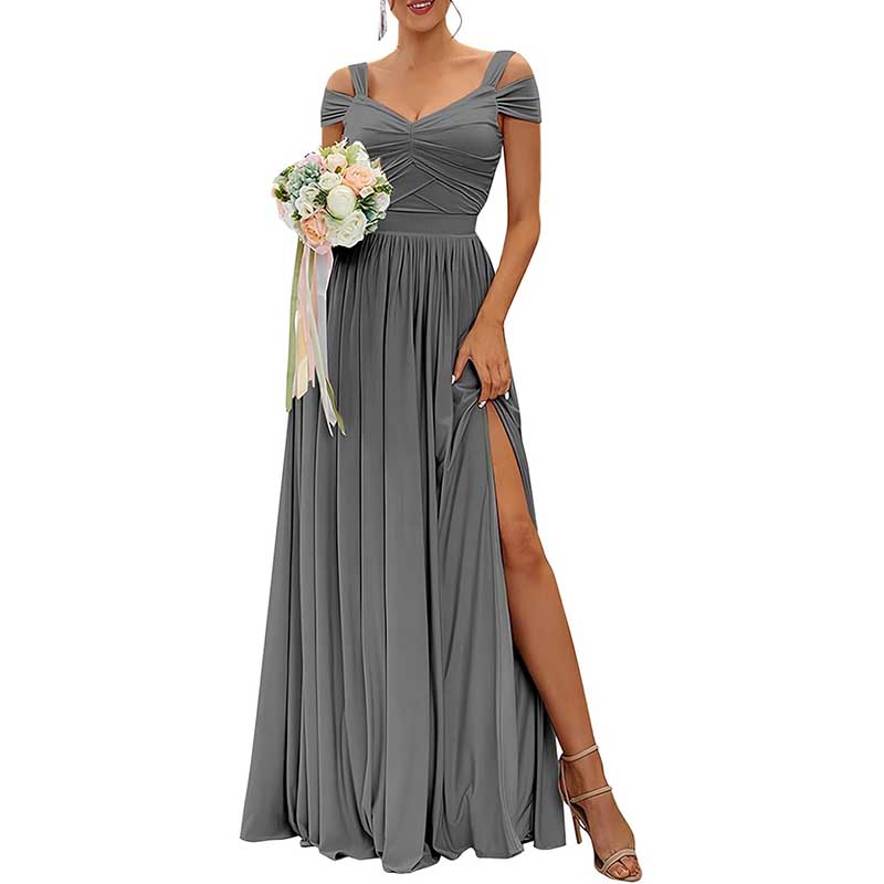 Off The Shoulder Chiffon Bridesmaid Dresses Long Wedding Guest Dresses