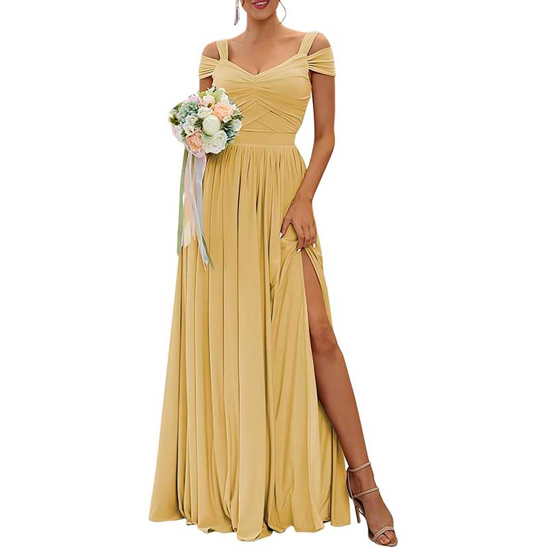 Off The Shoulder Chiffon Bridesmaid Dresses Long Wedding Guest Dresses