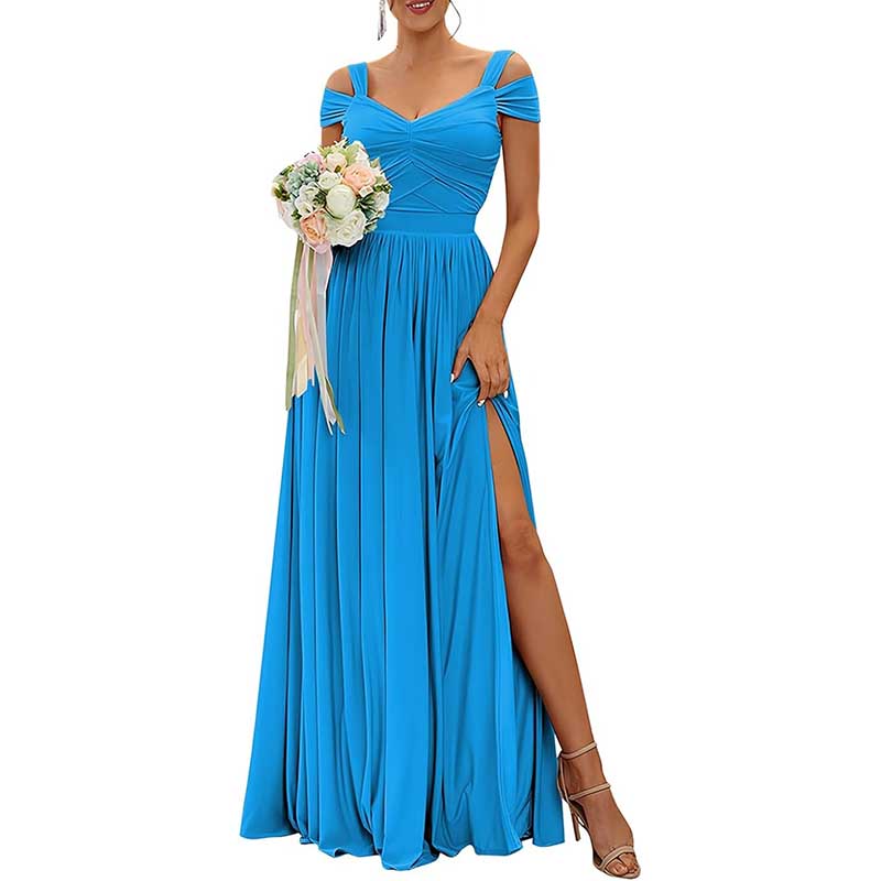 Off The Shoulder Chiffon Bridesmaid Dresses Long Wedding Guest Dresses