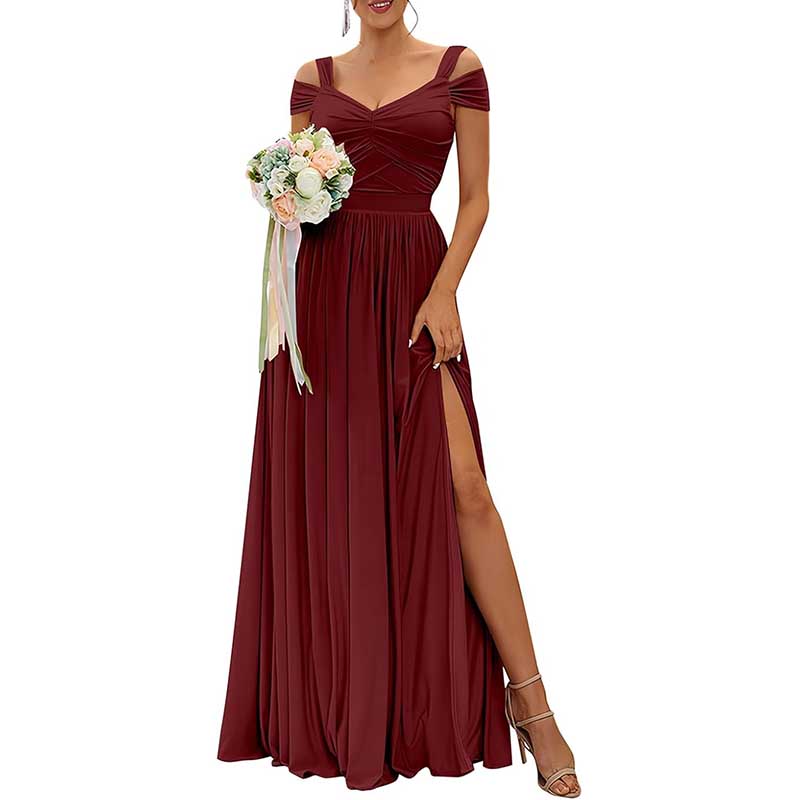 Off The Shoulder Chiffon Bridesmaid Dresses Long Wedding Guest Dresses