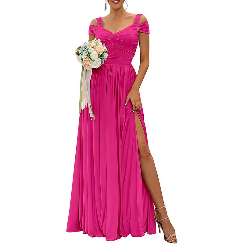 Off The Shoulder Chiffon Bridesmaid Dresses Long Wedding Guest Dresses