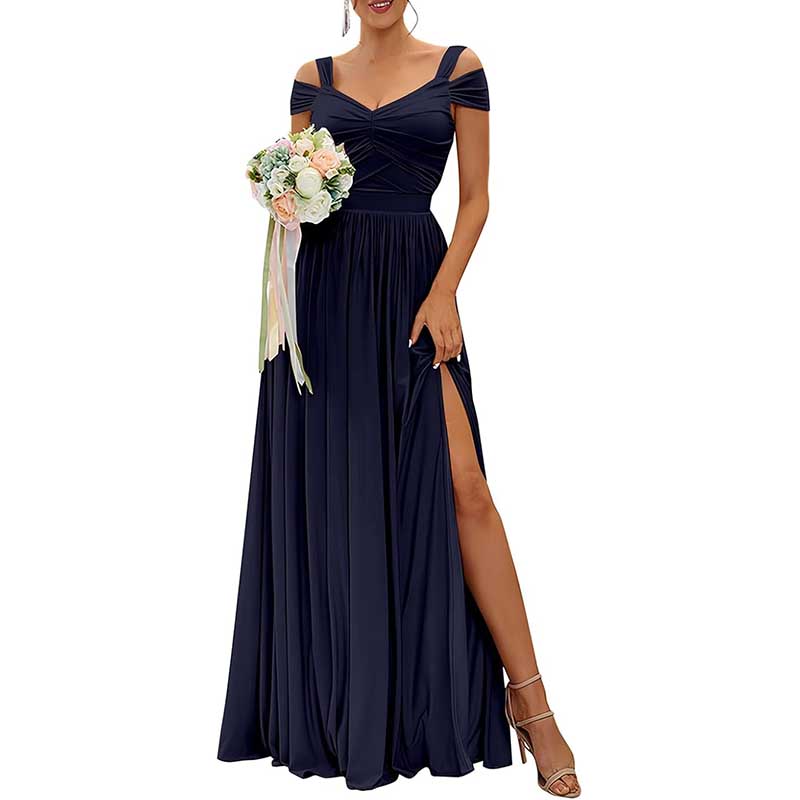 Off The Shoulder Chiffon Bridesmaid Dresses Long Wedding Guest Dresses