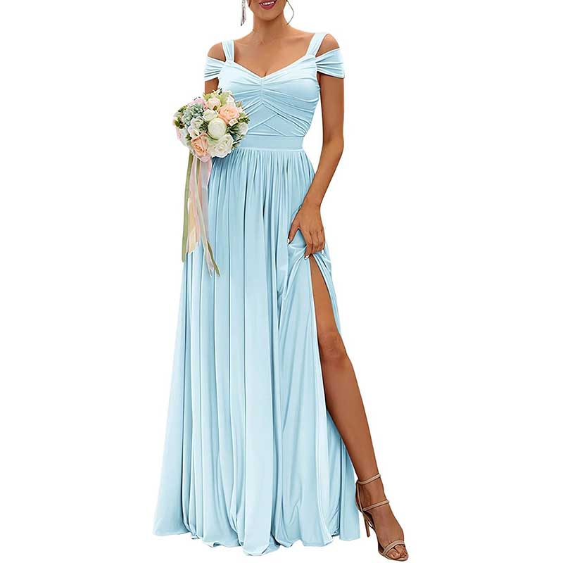 Off The Shoulder Chiffon Bridesmaid Dresses Long Wedding Guest Dresses